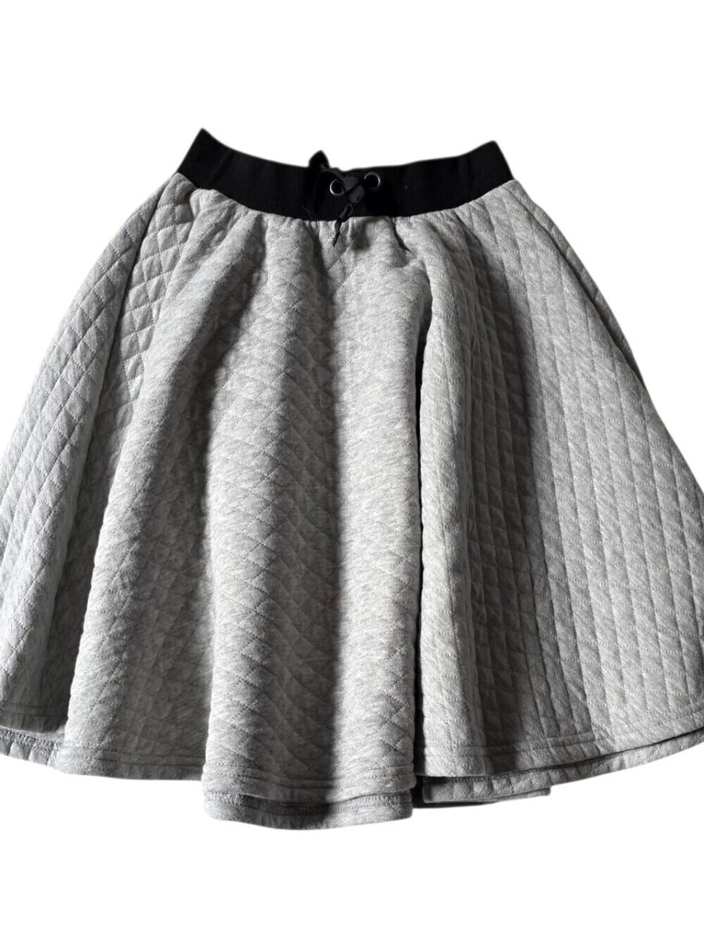 Deux par deux Grey quilted skirt with black waistband
